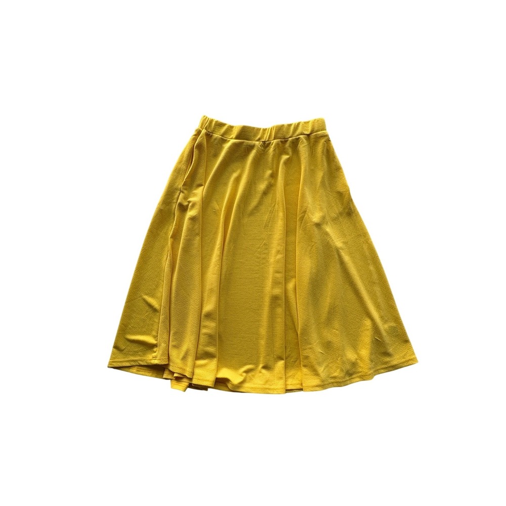 White Mark XL Yellow Skater Skirt Stretch A Line Pull On Textured Coquette
